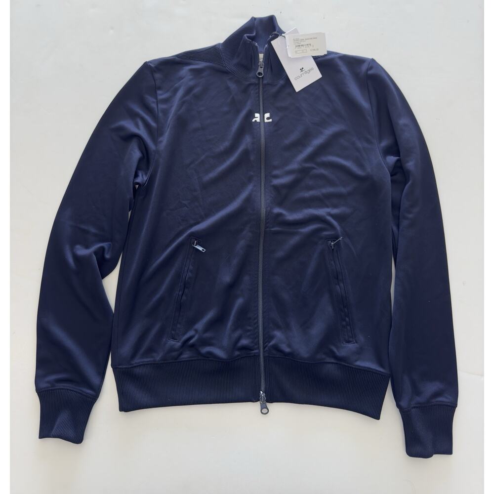 Courrèges logo-embroidered track jacket XS Navy Blue